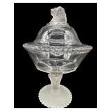 ANTIQUE GILLINDER EAPG FROSTED LION HEAD COVERED