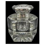 LARGE ANTIQUE GORHAM STERLING & CRYSTAL INKWELL