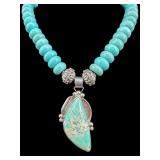 LARGE STERLING & TURQUOISE NECKLACE