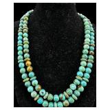STERLING CLASP TURQUOISE BEADED NECKLACE