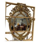 MONUMENTAL GOLD DECORATED BEVELED OVAL MIRROR