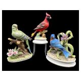 LOT OF 3 PORCELAIN BIRDS ON BRANCH FIGURINES