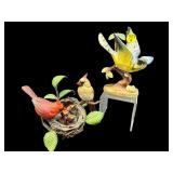 LOT OF 2 NAPCO PORCELAIN AND RESIN BIRDS ON