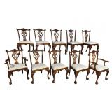 10 SOLID MAHOGANY CHIPPENDALE DINING ROOM CHAIRS