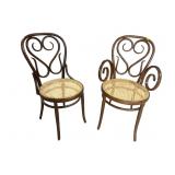 2 BENTWOOD CANE BOTTOM CHAIRS