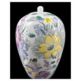 LARGE PORCELAIN ORIENTAL FLOWER AND BIRD MOTIF