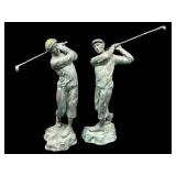 2 BRONZE MAITLAND SMITH GOLFER STATUES