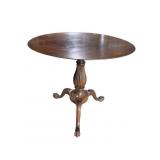 SOLID MAHOGANY ROUND PEDESTAL CLAW FOOT TABLE