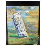 ARTIST SIGNED LEANING TOWER OF PISA OIL ON CANVAS
