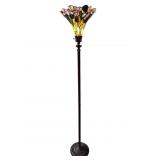 TALL TIFFANY STYLE TORCHIERE FLOOR LAMP
