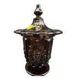 VINTAGE WESTMORELAND SMOKY AMBER COVERED DISH