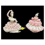 2 PC LOT DRESDEN LACE PORCELAIN FIGURINES