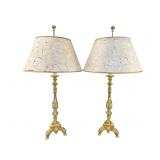 2 SPEER CAST BRASS LION HEAD LAMPS