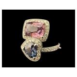 PLATINUM OSCAR FRIEDMAN SPINEL & DIAMOND RING