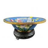 LIGHTER BLUE CLOISONNE AND FLORAL BOWL