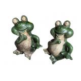 LOT OF 2 CERAMIC GARDEN FROGS