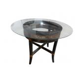ROUND GLASS TOP TOMMY BAHAMA STYLE TABLE