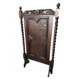 OAK BARLEY TWIST FIRE SCREEN, AS IS