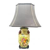 LARGE FLORAL AND FRUIT CERAMIC TABLE LAMP