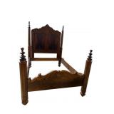 WALNUT AND MAHOGANY VICTORIAN SWINGING HEADBOARD