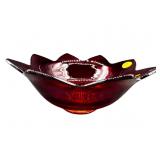 FENTON AMBERINA LOTUS FLOWER CADMIUM GLOW BOWL