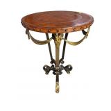 MAITLAND SMITH LEATHER TOP IRON AND BRASS TABLE