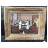 DOCTORS IN LABORATORY OIL ON BOARD IN FRAME
