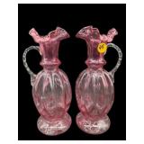 2 1940ï¿½S FENTON CRANBERRY DIAMOND OPTIC PITCHERS