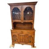 SIGNED HITCHCOCK PAINT DECORATED 2 PC HUTCH