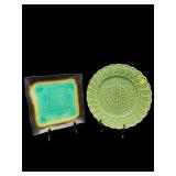 2 PIECE LOT OF DECORATIVE CHARGERS