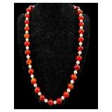 14K CLASP RED AGATE STONE AND PEARL NECKLACE