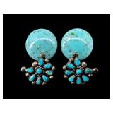 2 PR OF STERLING TURQUOISE & COSTUME TWIST BACK