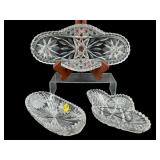 3 PC LOT CUT CRYSTAL CELERY BOWLS