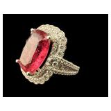 PLATINUM & 18K NATURAL RUBELLITE TOURMALINE AND