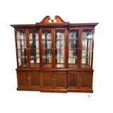 MONUMENTAL FLAME MAHOGANY INLAID CHINA CLOSET