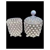 2 PC OF ANTIQUE A.J BEATTY WHITE OPALESCENT