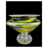 SIGNED R. FOSTER 1998 IRIDESCENT SWIRL FOOTED ART