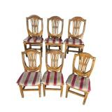 6 PINE PRIMITIVE STYLE SHIELD BACK CHAIRS