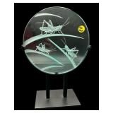 KRAUSKI ART GLASS ETCHED CRICKET SCULPTURE