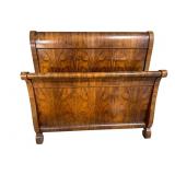 WALNUT HIGH BACK SLEIGH BED