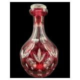 BOHEMIAN CRANBERRY CUT TO CLEAR SMALL DECANTER
