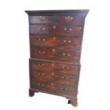 18TH CENT. FLAMED MAHOGANY CHEST ON CHEST