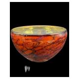 ARTIST SIGNED ART GLASS LAVA ORANGE IRIDESCENT