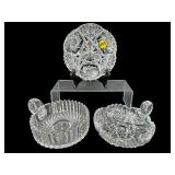3 PC LOT CUT CRYSTAL NAPPY BOWLS