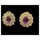PR OF 14K 2 TONE UNHEATED PURPLISH PINK SAPPHIRE