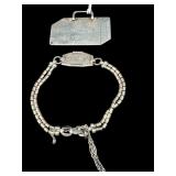 STERLING SILVER LUGGAGE TAG & BRACELET