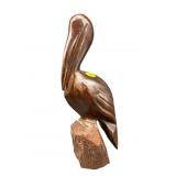 ROSEWOOD CARVED PELICAN ON STAND