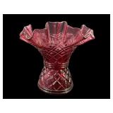 FENTON CRANBERRY RED RUFFLED EDGE VASE