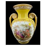 LARGE FRENCH HAND PAINTED COURTSHIP 2 HANDLE URN