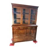 CRAFTIQUE SOLID MAHOGANY 2 PC CHINA CLOSET